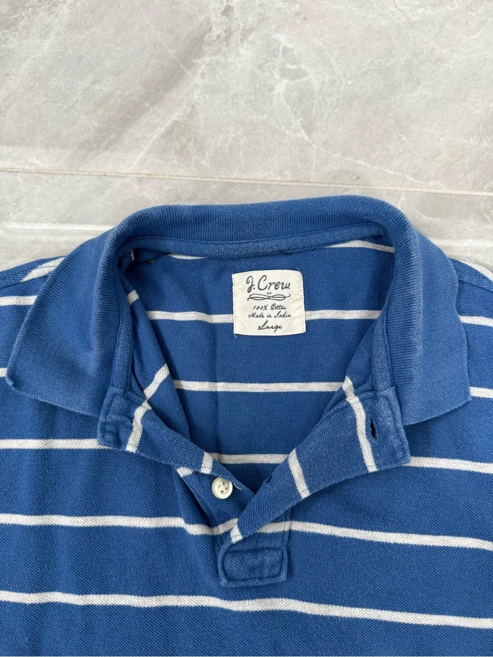 Men’s J. Crew Striped Short Sleeve Polo Short Preppy Classic Collar Cotton Large